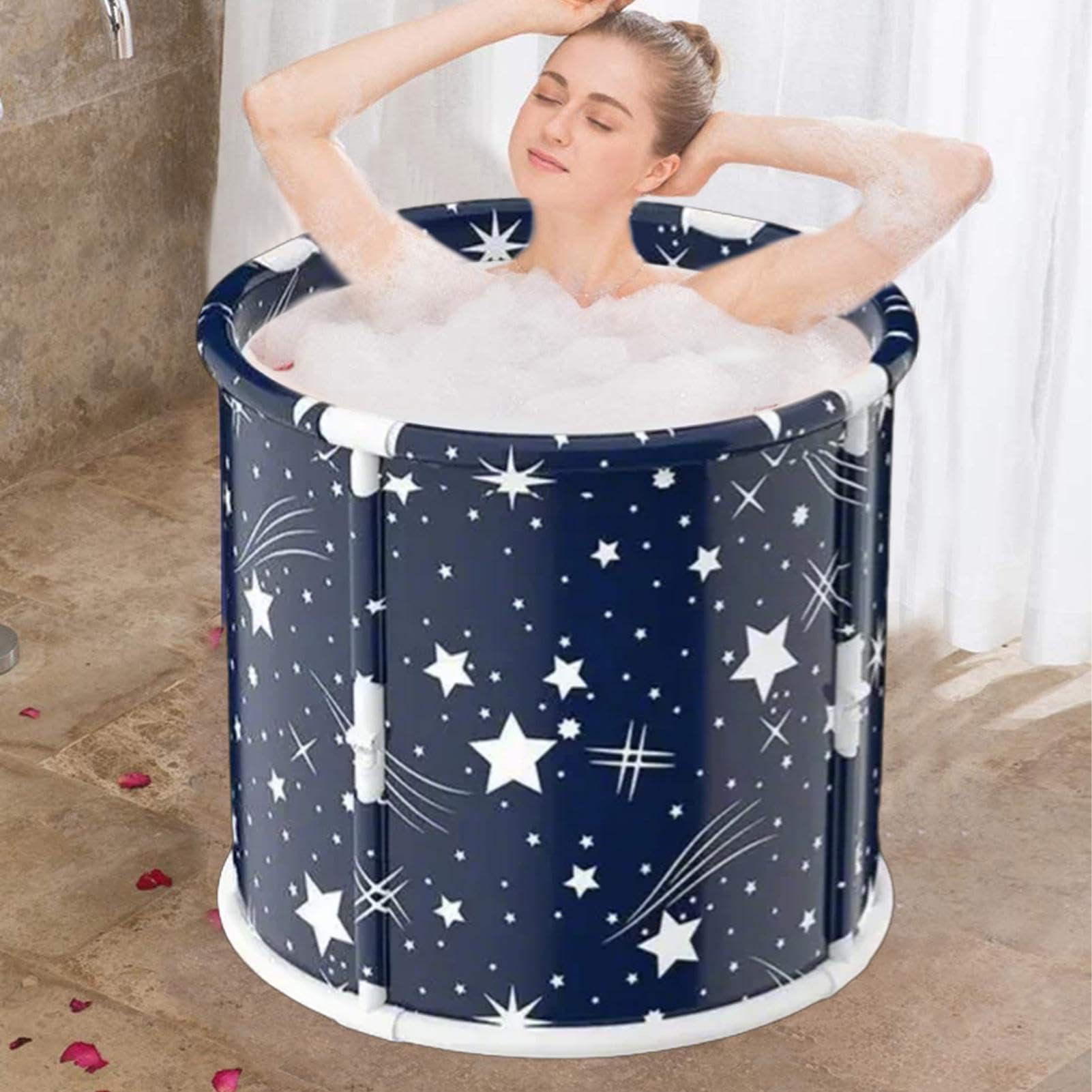 Vasca da bagno pieghevole per adulti – Vasca portatile per doccia | secchio da bagno spa, soluzione compatta per il bagno domestico | Vasca da bagno leggera per la famiglia per bagno caldo, rel