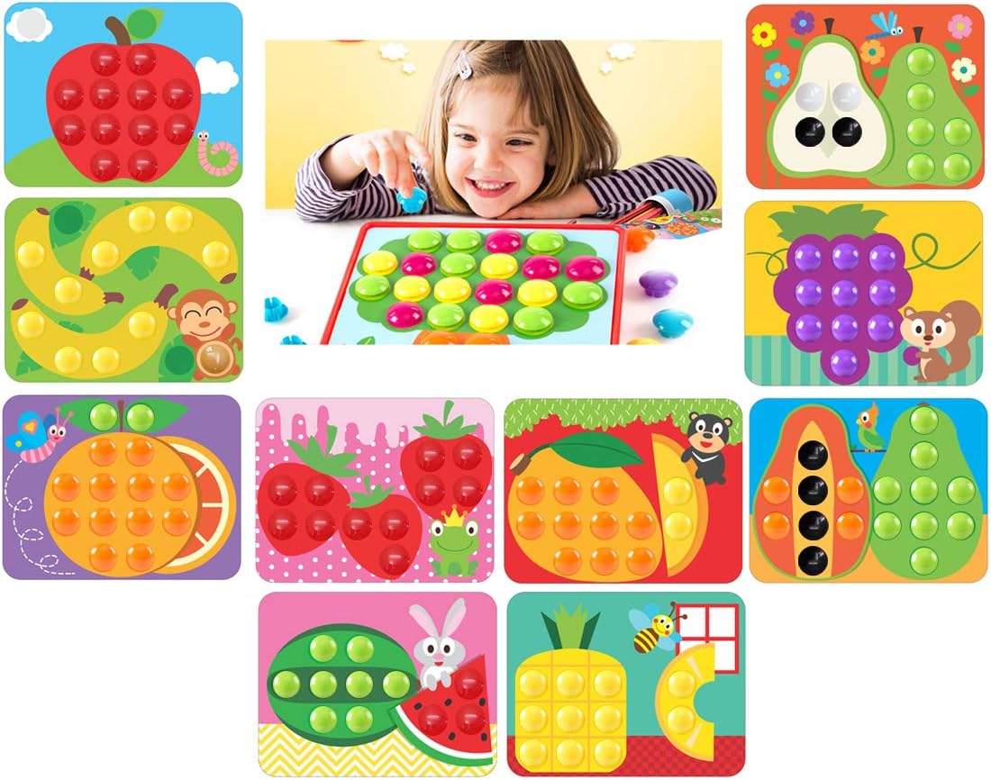 GoAppuGo Plastic Activity Toys with 10 Fruits with 50 Jumbo Buttons (Multicolour)