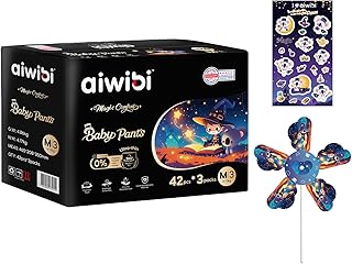 AIWIBI Magic Comfort Baby Nappy Pants, Size 3 (6-11 kg) 126 Count, Ultra Thin, Super Absorption and Soft, Hypoallergenic Training Underwear