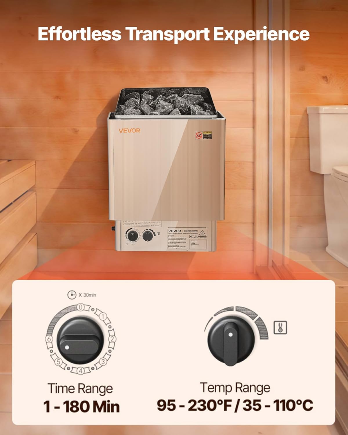 VEVOR Sauna Heater, 6KW 240V Electric Sauna Stove, Dry Steam Bath Saunas Stove with Pre-Drilled Bracket, Fit 176.5 to 317.8 CU.FT Saunas Rooms, Steam Bath Stoves for Home, Commercial, Leisure Venues