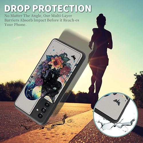 Miniatura 3 de Funda tipo cartera para Samsung Galaxy A14 5G con tarjetero y bloqueo RFID, piel sintética suave, función atril, cierre magnético, funda delgada