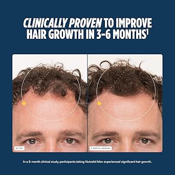 Nutrafol Men's Hair Growth Supplements, Clinically Tested for Visibly Thicker Hair and Scalp Coverage, Dermatologist Recommended - 2 Month Supply, Pack of 2