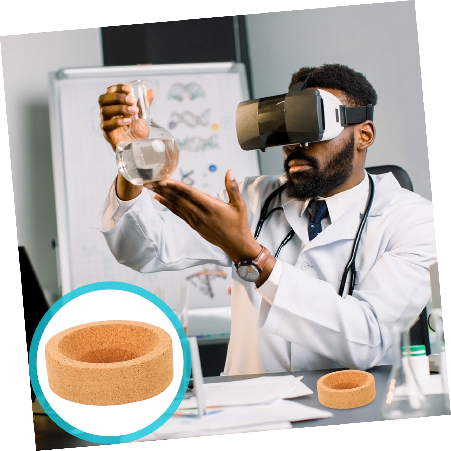 Support Liège pour Flacons de Laboratoire à Fond Rond, Résistant aux Produits Chimiques, Offre une Friction, Lot de 2 Pièces pour Expériences Scientifiques