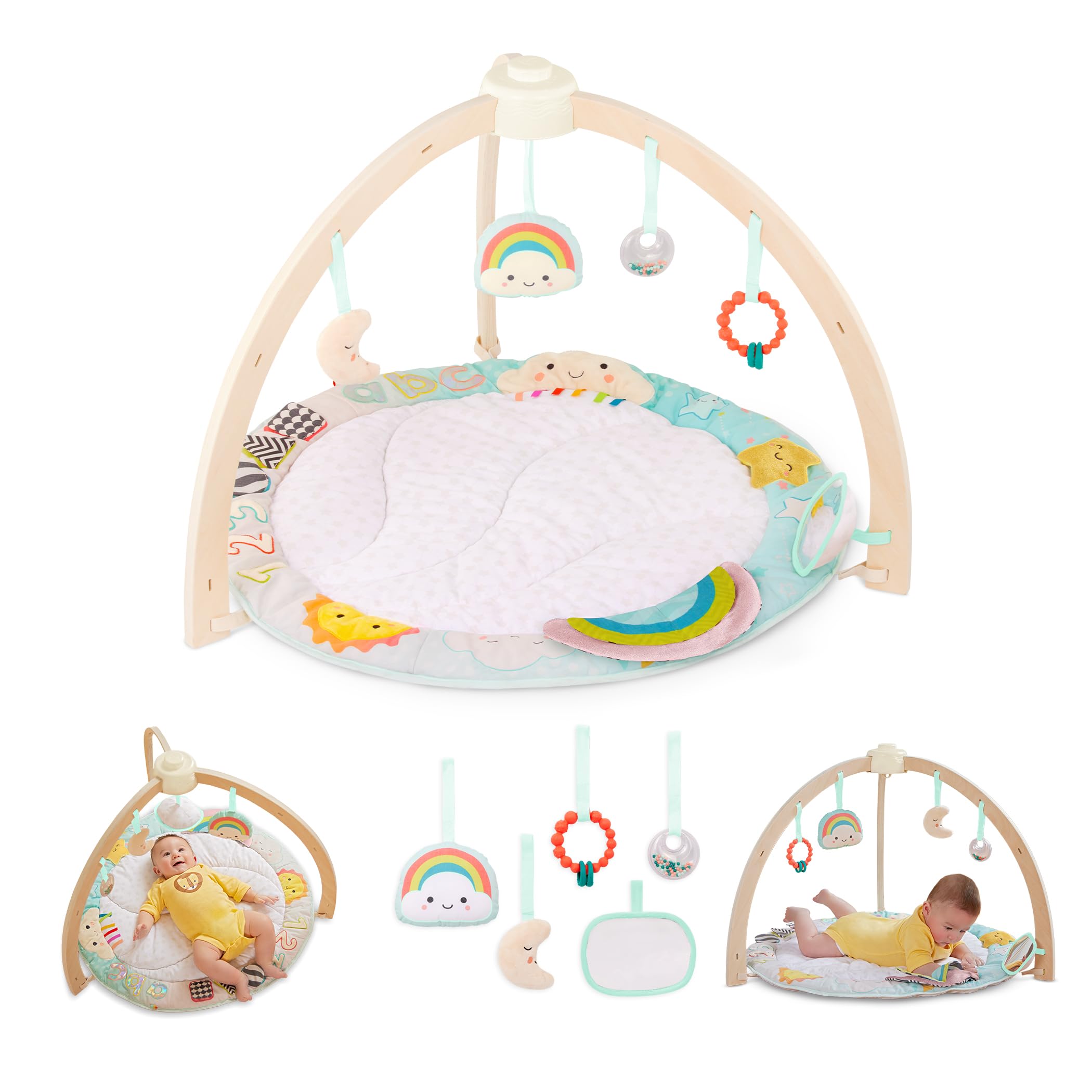 B. toys - Gimnasio de Juegos de Sol a Sol - Gimnasio de Madera para bebés - Colchoneta Blanda - Juguete sensorial Colgante - Actividades de Desarrollo - Recién Nacido