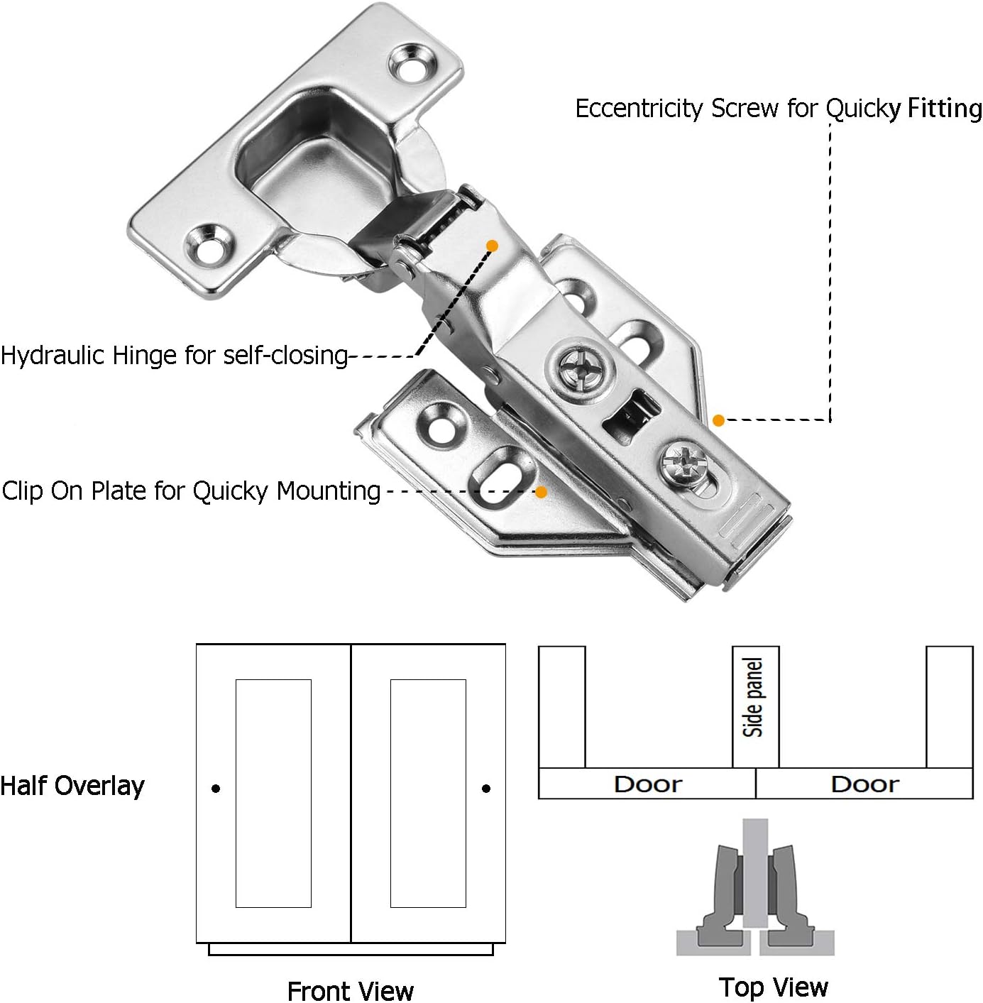 Get Discount 70% Price Homekoo 40PCS Half Overlay Frameless Hinges for Cabinets Door 105 Degree Euro Concealed Hinge