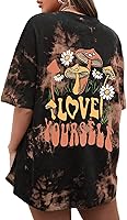 CSDAJIO Women's Oversized Graphic T-Shirt Trendy Crewneck Short Sleeve Loose Tee Summer Festival Top