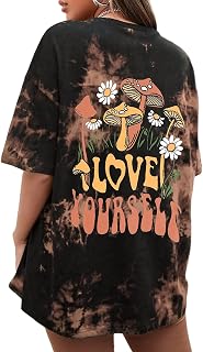 CSDAJIO Women's Oversized Graphic T-Shirt Trendy Crewneck Short Sleeve Loose Tee Summer Festival Top