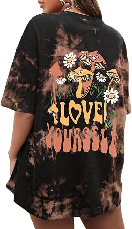 CSDAJIO Womens Trendy Oversized T Shirt Graphic Tee Crewneck Short Sleeve Loose Cute Going Out Summer Tops