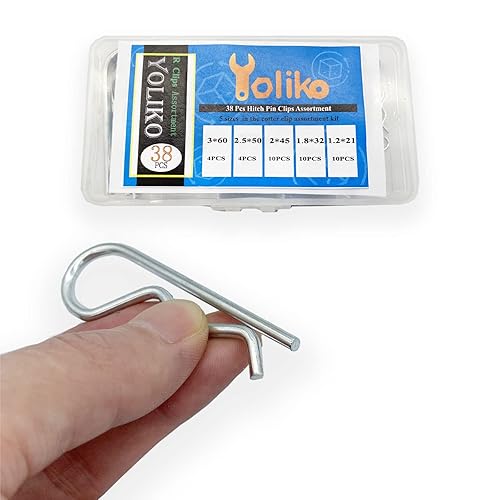 Miniatura 4 de Yoliko 38 piezas de clip de enganche R clips de retención, pasadores de aleta de tractor, pasadores de pelo surtidos de clip de resorte, kit de