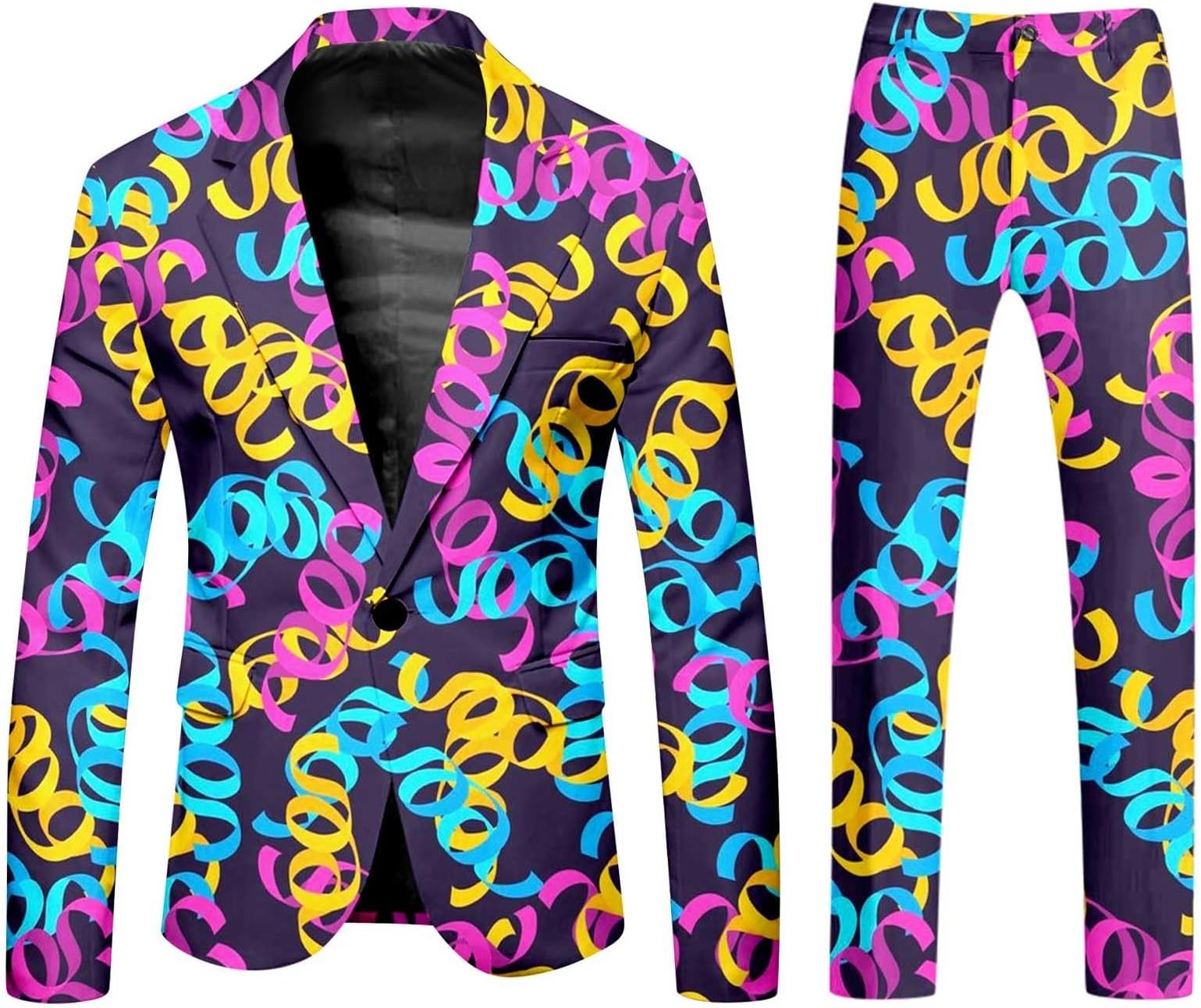 2026 Exclusive Men's Carnival Suit in Two Piece Design with Elegant Purple Gold Print Decoration