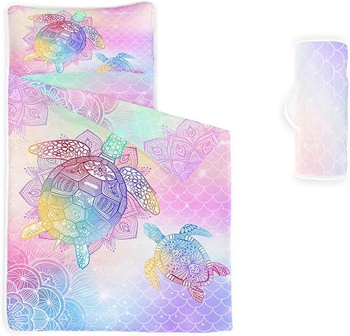 Miniatura 6 de Datura home Tapete para siesta, saco de dormir colorido con almohadilla extraíble - Juego de ropa de cama para guardería y fiestas de pijamas,