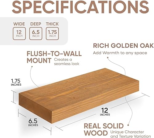 Vista 121 de Homeforia Estantes flotantes de madera de 36 pulgadas, estante flotante grande de madera natural maciza de alta gama de 36 pulgadas, estantes