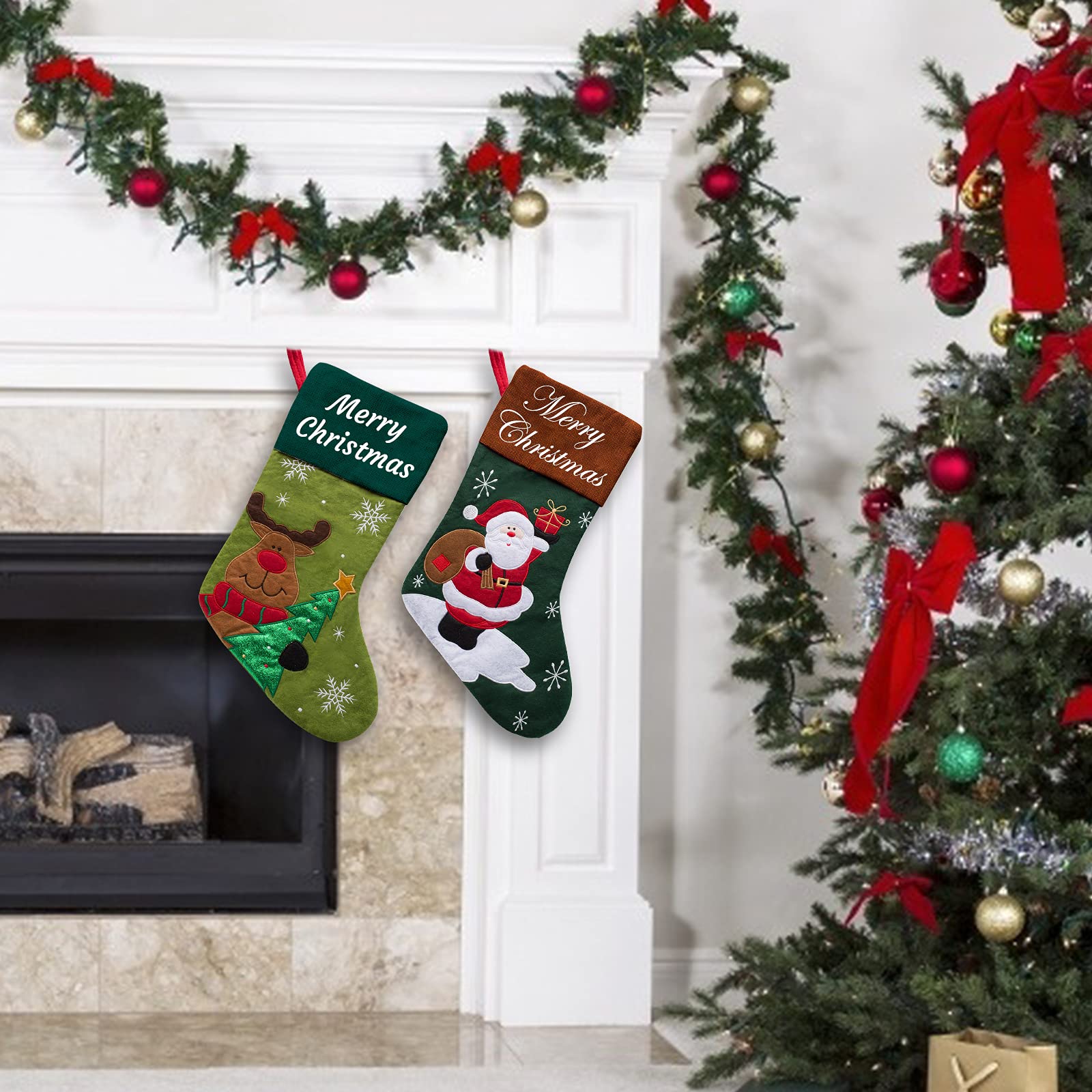 Aolun Calzini di Natale Personalizzati Personalizzate con Decorazioni di Nome I Tuoi Regali per la casa per Un Amico di Famiglia