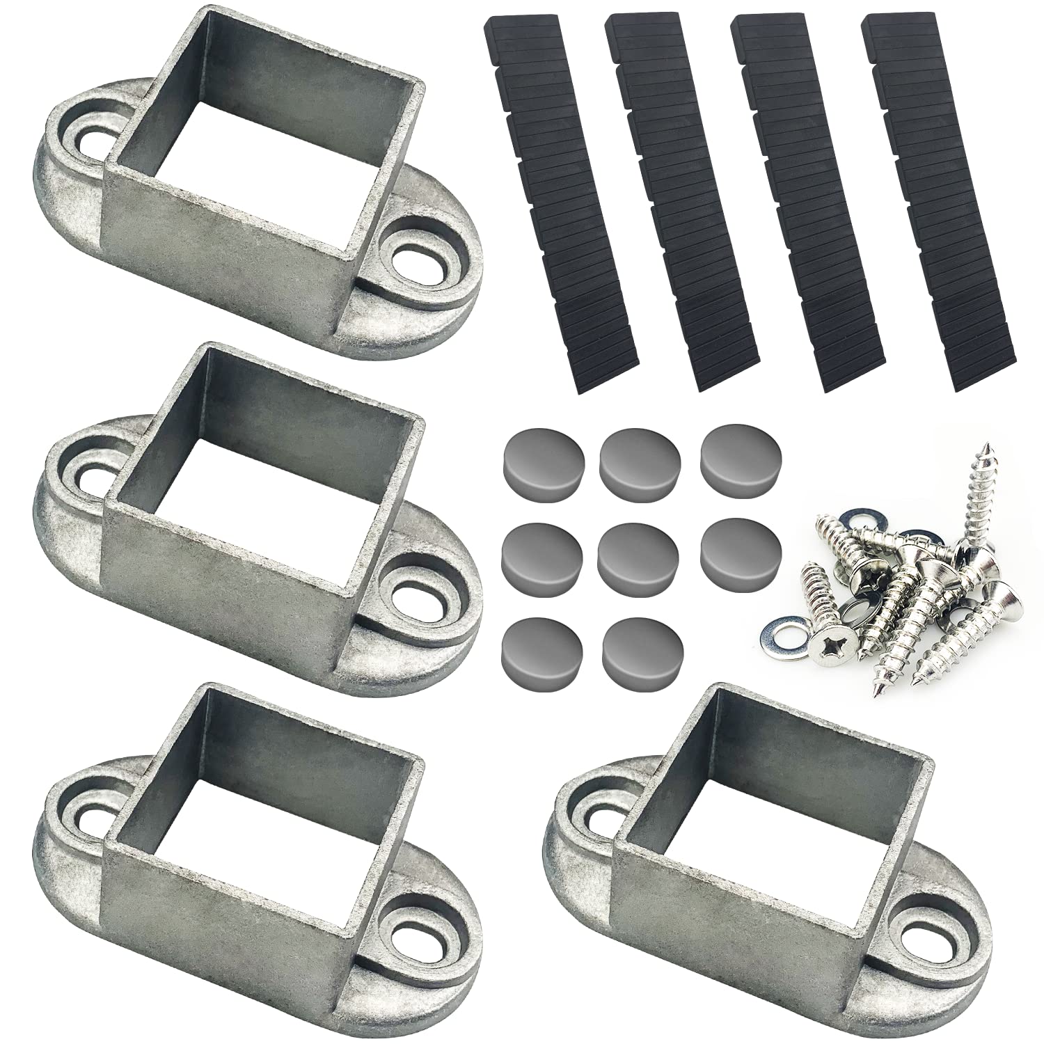 4Pcs Fence Support Sleeve Heavy Duty Wood Post Base Fence Support Sleeve,with 4Pcs Fence Panel Wedges,for Porch Railing Handrail