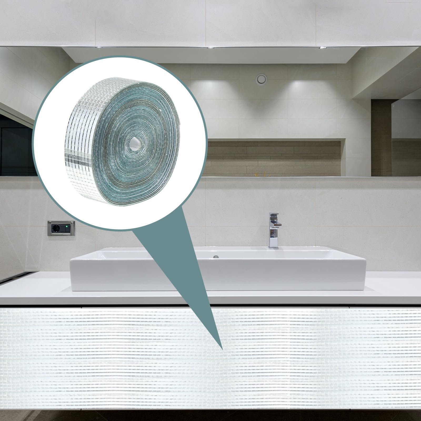 UPKOCH Tessere Mosaico Specchio Quadrate Autoadesive 5x5mm in Fibra di Vetro Argento per Decorazioni Fai da Te Casa e Camera da Letto Riflessi Luminosi Sorprendenti