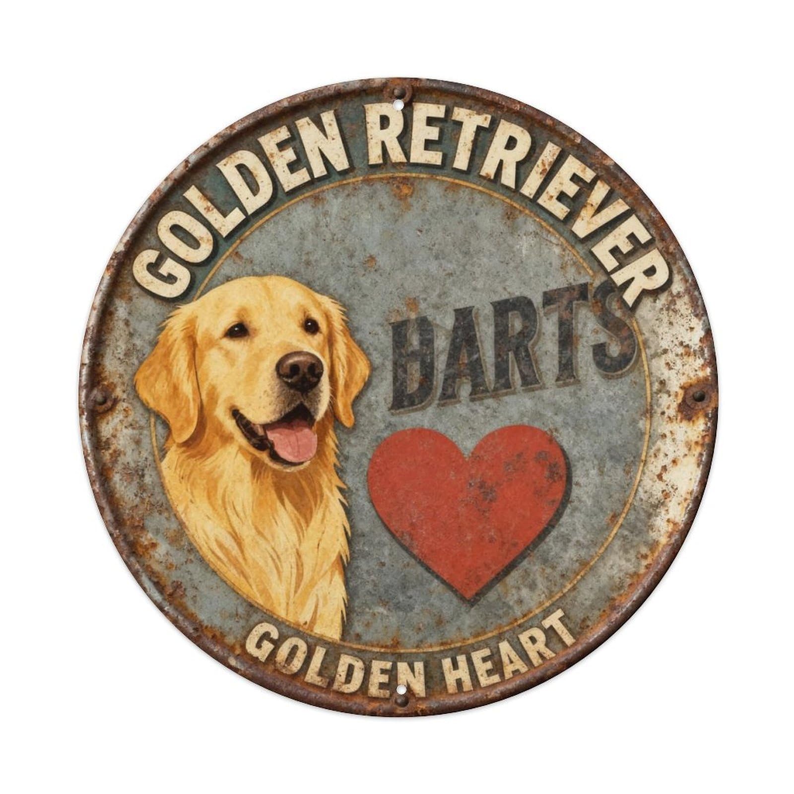 Golden Retriever Golden Heart Metal Tin Sign Plaque