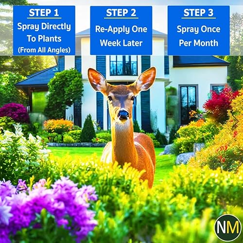 Miniatura 4 de Nature's MACE Maza para Ciervos y Conejos, repelente de ciervos para plantas, kit combinado de 40 onzas, spray de menta, mantiene a los ciervos