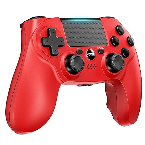 VOYEE Wireless Controller Compatible with PS4 Controller, Upgraded Gamepad with Precise Joystick/Double Shock/Motion Control/Headphone Jack Compatible with Playstation 4 (Red)