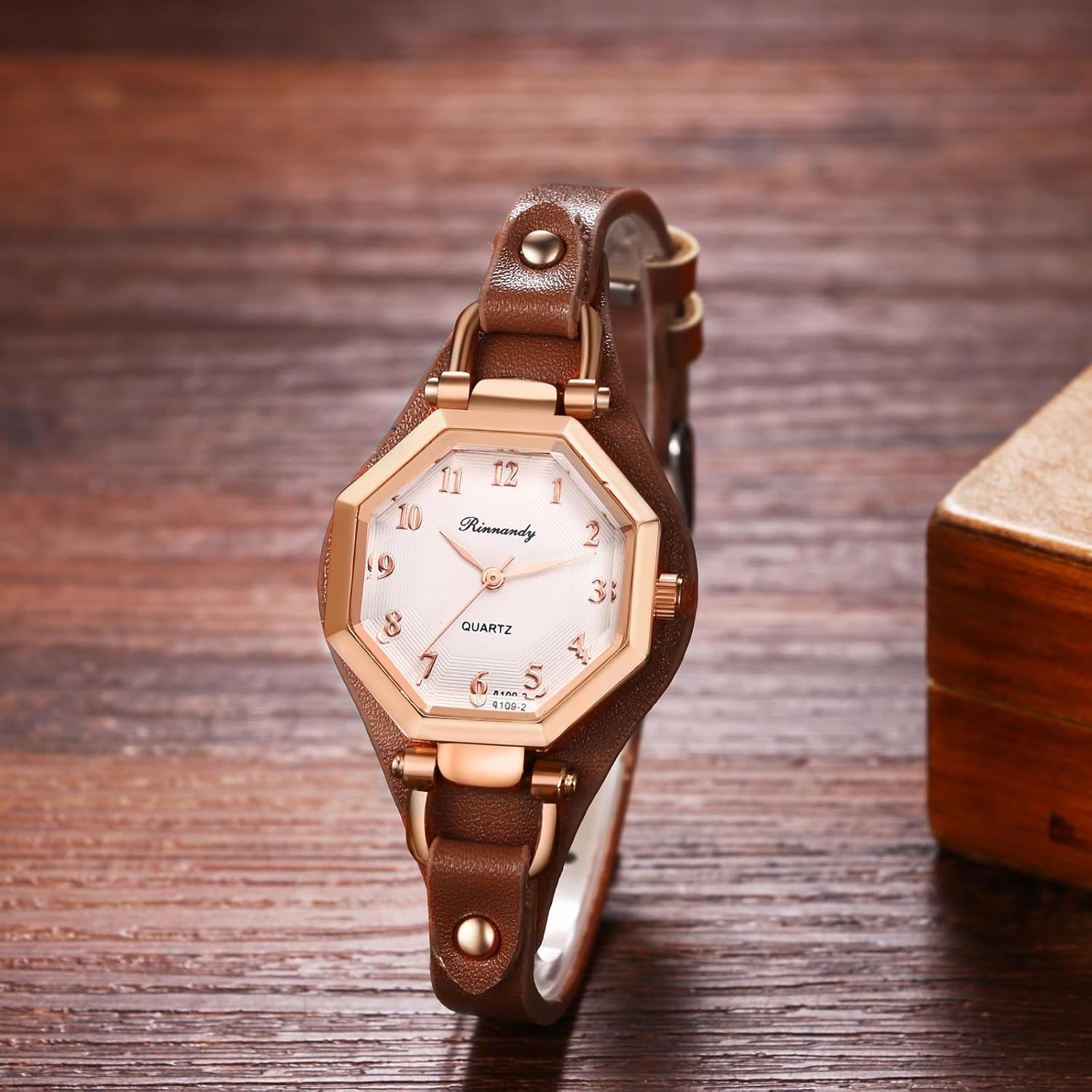 Avaner Women's Leather Quartz Watches: Slim Strap Analog Quartz Elegant Dress Wrist Watches for Womens Ladies - Image 2