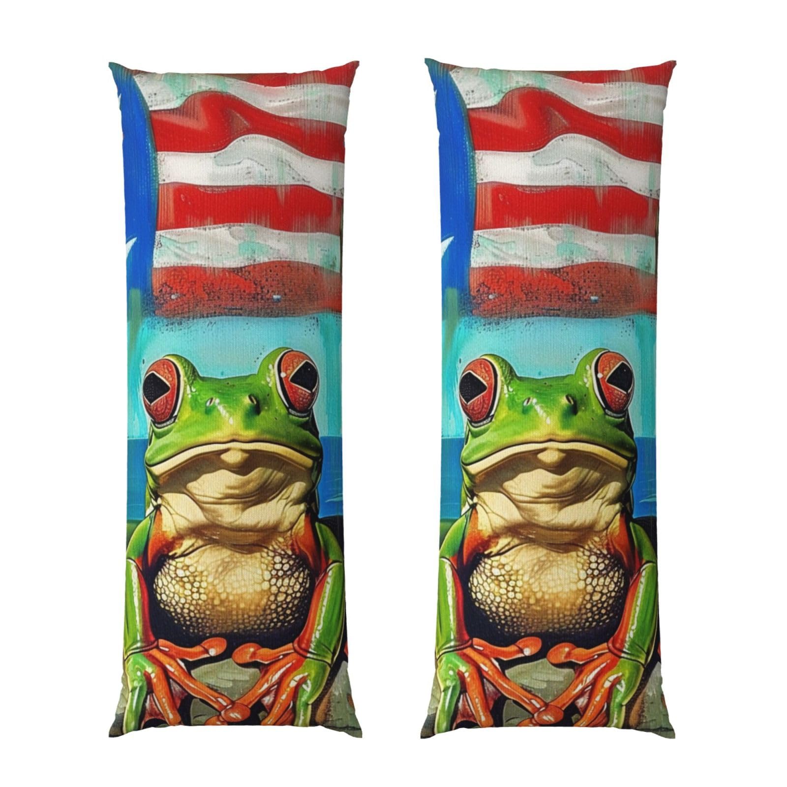 Body Pillow Cover 20x54 Inch, Puerto Rico Flag Frog Palm Trees Print Long Lumbar Pillow Case with Zipper Long Body Pillowcase Decorative for Bed Sofa Bedroom