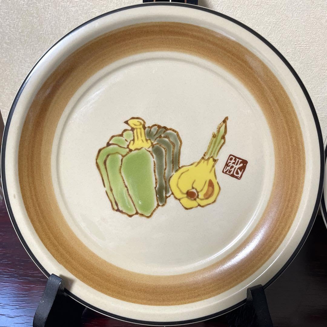 Amazon.co.jp: ノーブランド品桃山炻器桃山陶器野菜柄プレート大5枚