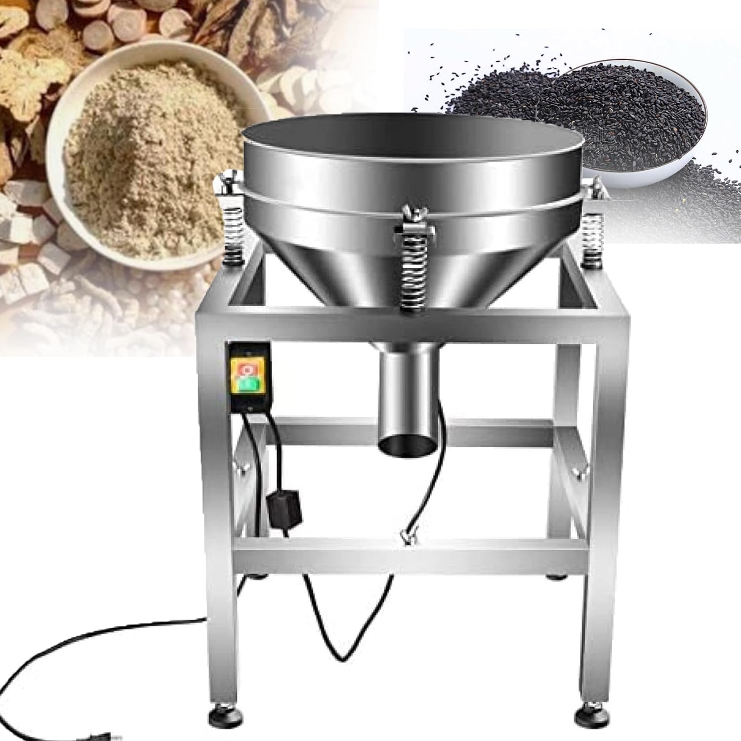 Commercial Automatic Electric Sifter Shaker Machine,Vibrating Flour Sifter with 40 Mesh 60 Mesh Sieve Screen for Baking(