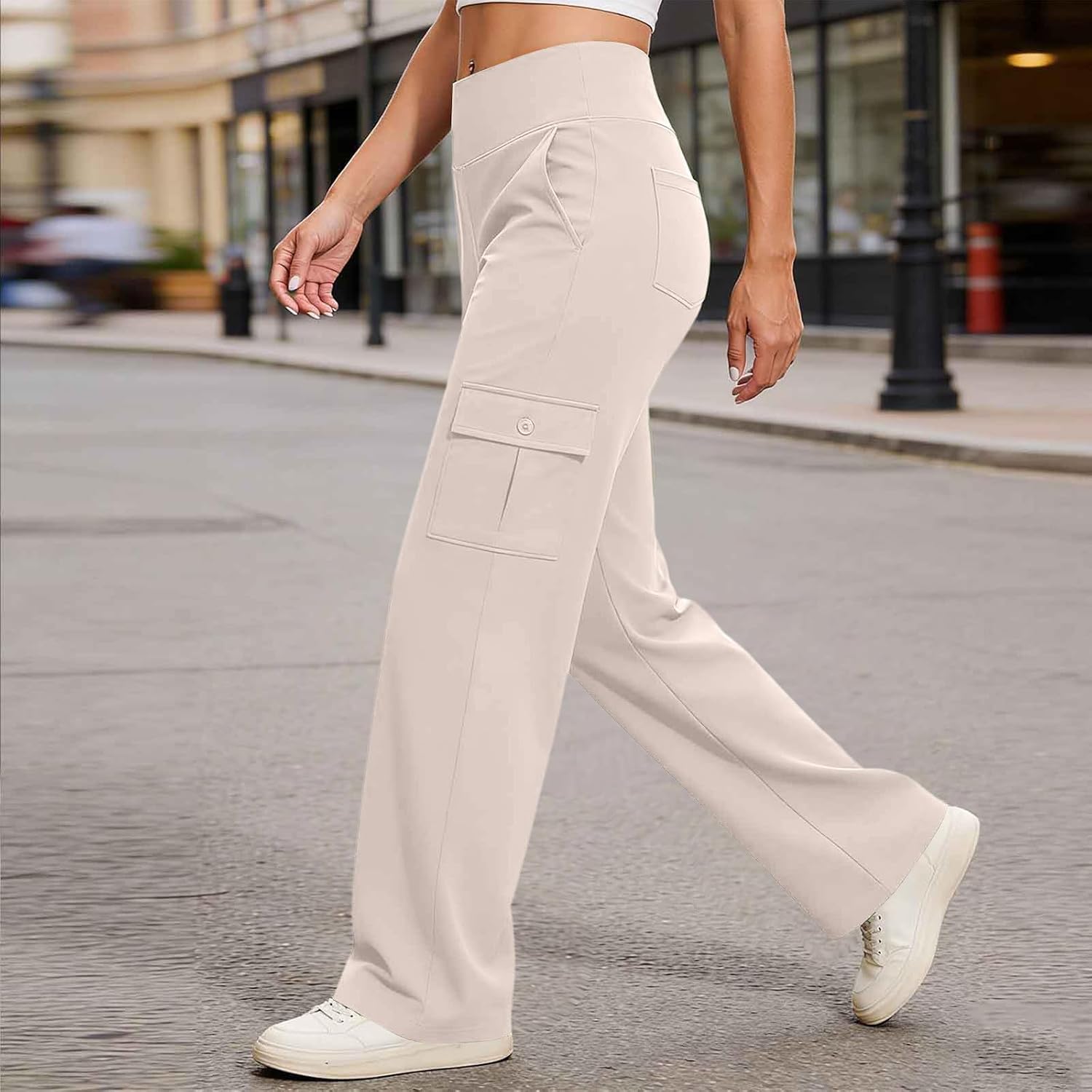 Women's Pants Wide Leg High Waist Athletic | Casual Outdoor Cargo Straight Fit Multi Pocket Trousers Streetwear Loose Bottoms