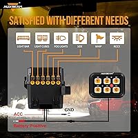 Vista 4 de Auxbeam Panel de interruptor de 6 bandas BC60 Sistema de relé de control de circuito universal, interruptor LED regulable automático, panel