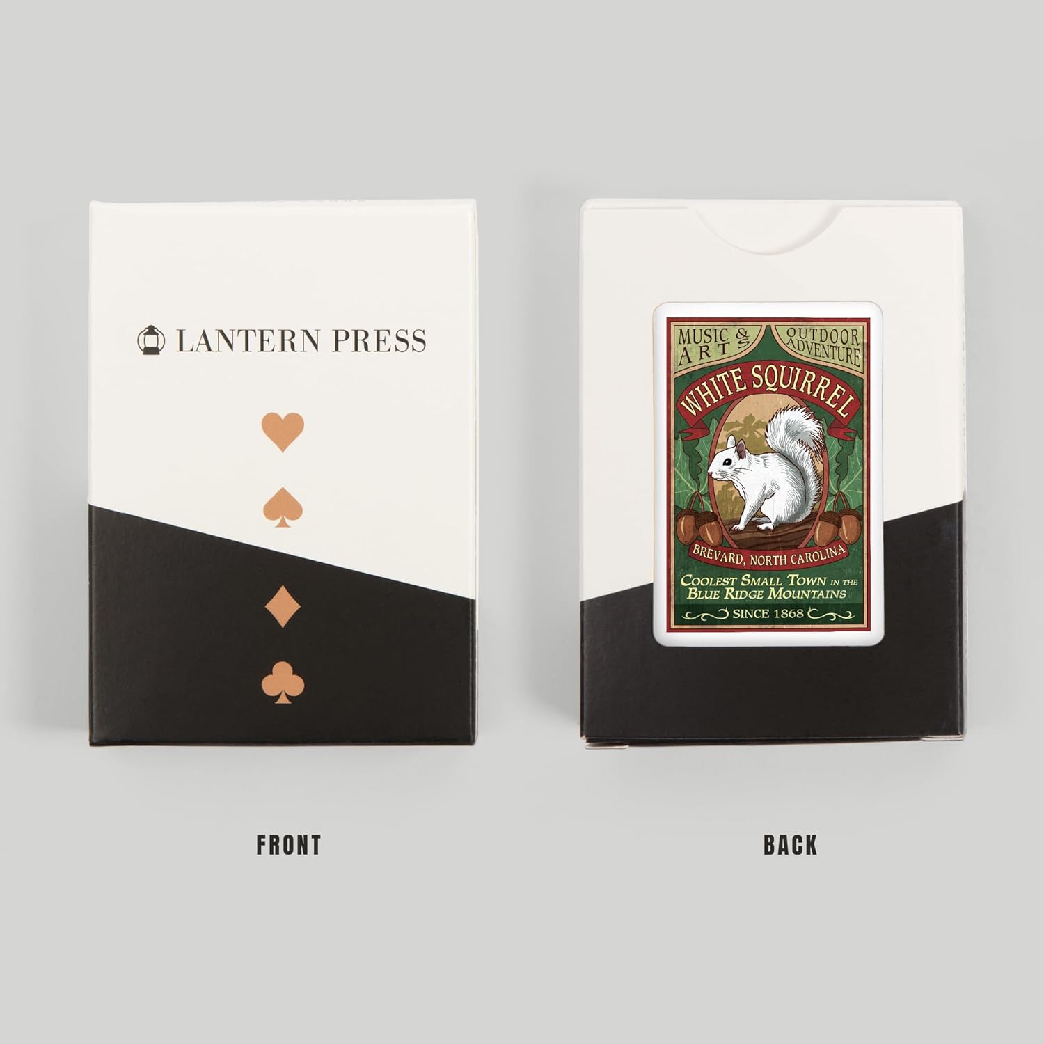 Lantern Press Brevard, North Carolina, White Squirrel Vintage Sign, 52 Playing Cards for Adults, Poker Size Card Deck