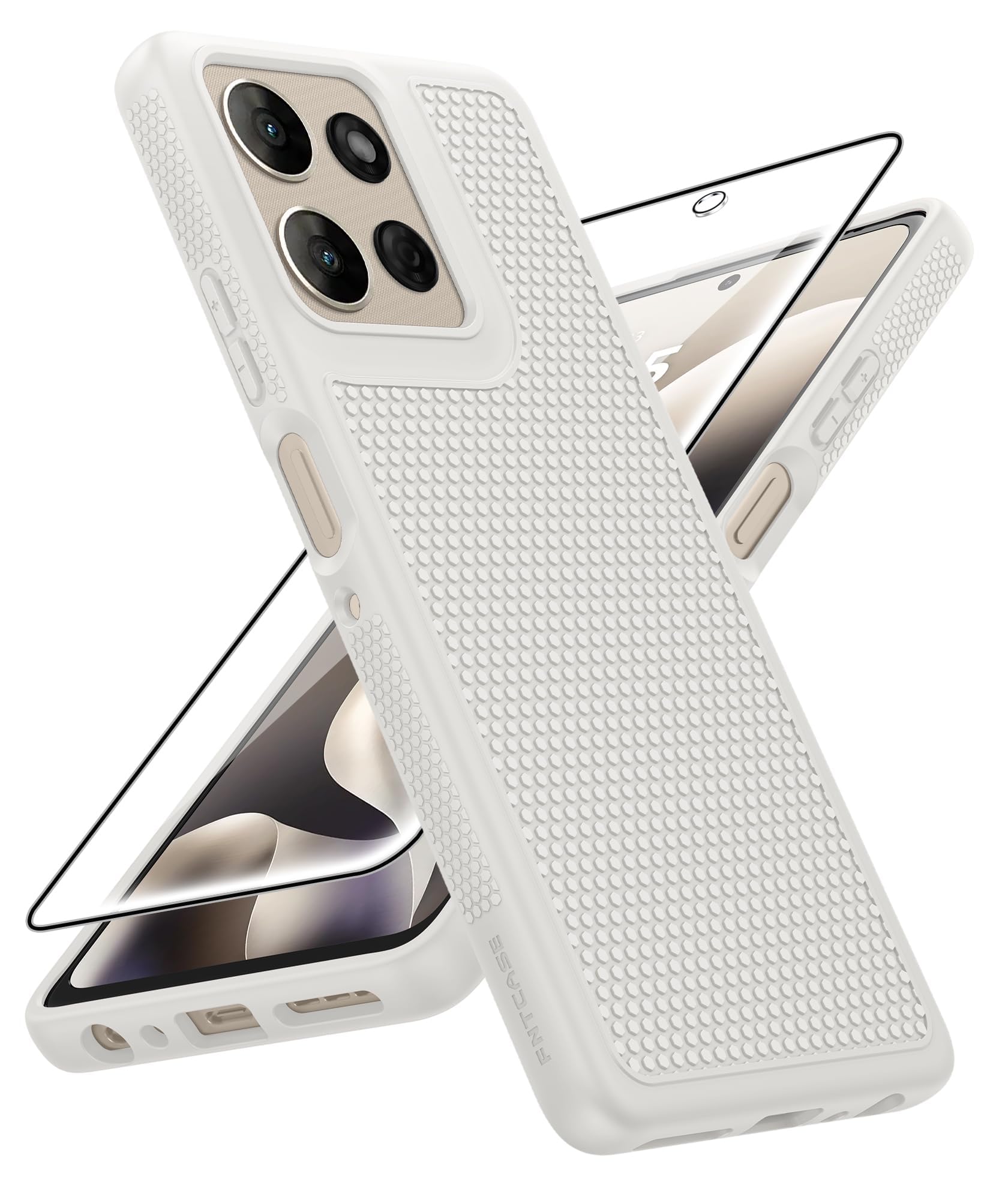 FNTCASE for Moto G-Power 2025/2026 Case: Non Slip TPU Shockproof White | With Screen Protector, Military Grade Drop Protection, Anti-Scratch, Matte Textured Protective Phone Cover, Daily Use, White