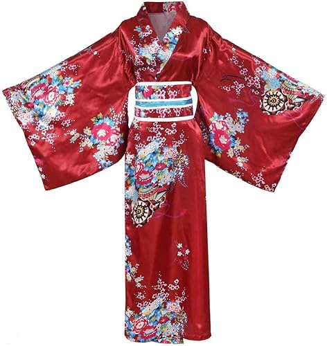 Disfraz de kimono japonés para mujer, bata tradicional de geisha, estampado de anime, pijama de estilo largo