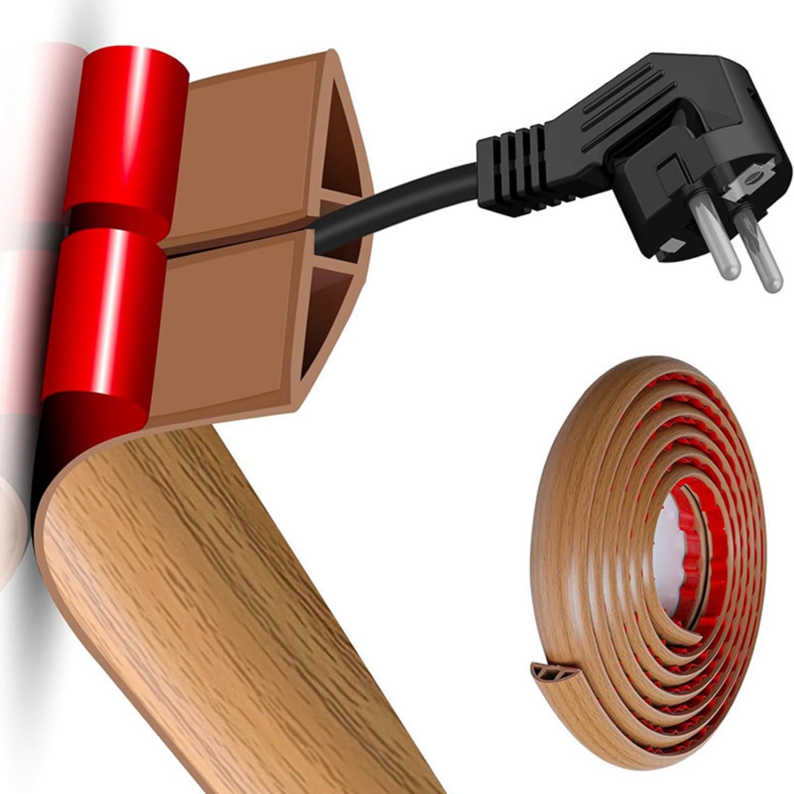 Uqezagpa Easy Installation Cable Hider Strips Floor Wire Cover for Wall Flame Retardant Flexible Cord Management Systems Wall Cable Management