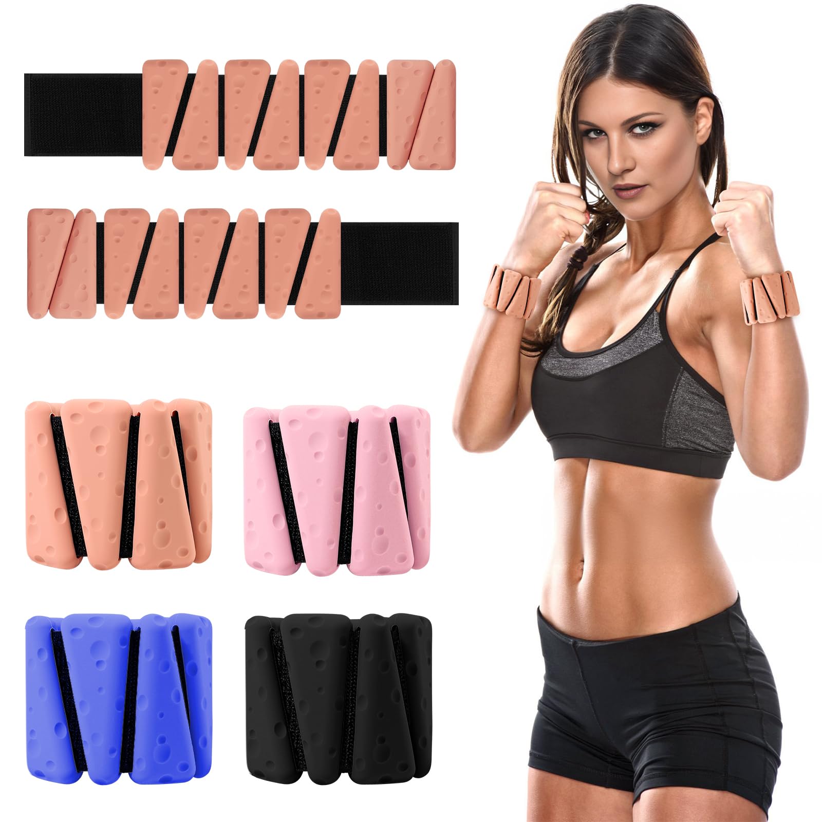 Sdoap Wrist Weights Set of 2, Adjustable Wrist Ankle Weights for Women and Men, Silicone Weighted Bangles for Walking Yoga Pilates Running Dance Gym 2lb