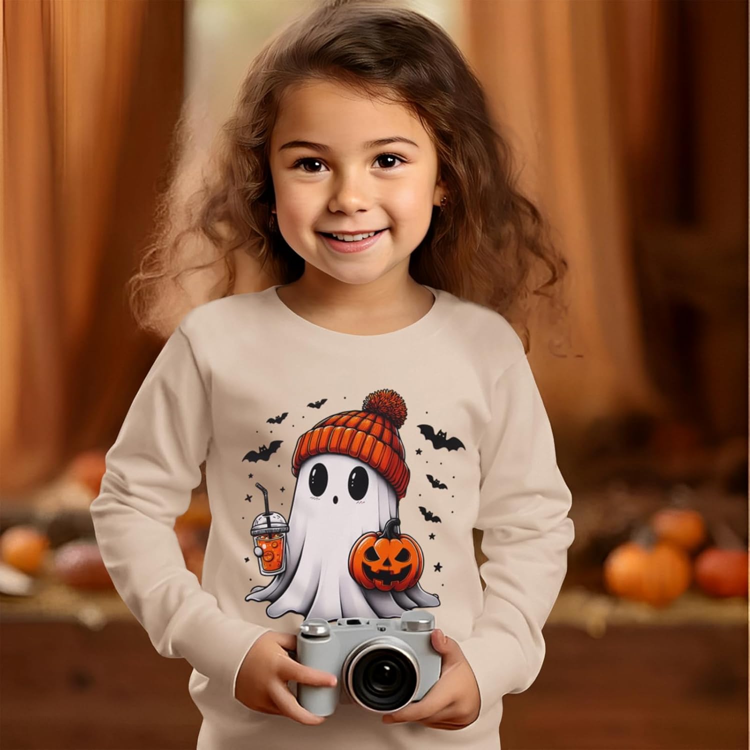 MODNTOGA Halloween Outfit Baby Boy Girl Pumpkin Ghost Sweatshirt Toddler Kids Ghost Graphic Shirt Spooky Season Pullover Tops - Image 2
