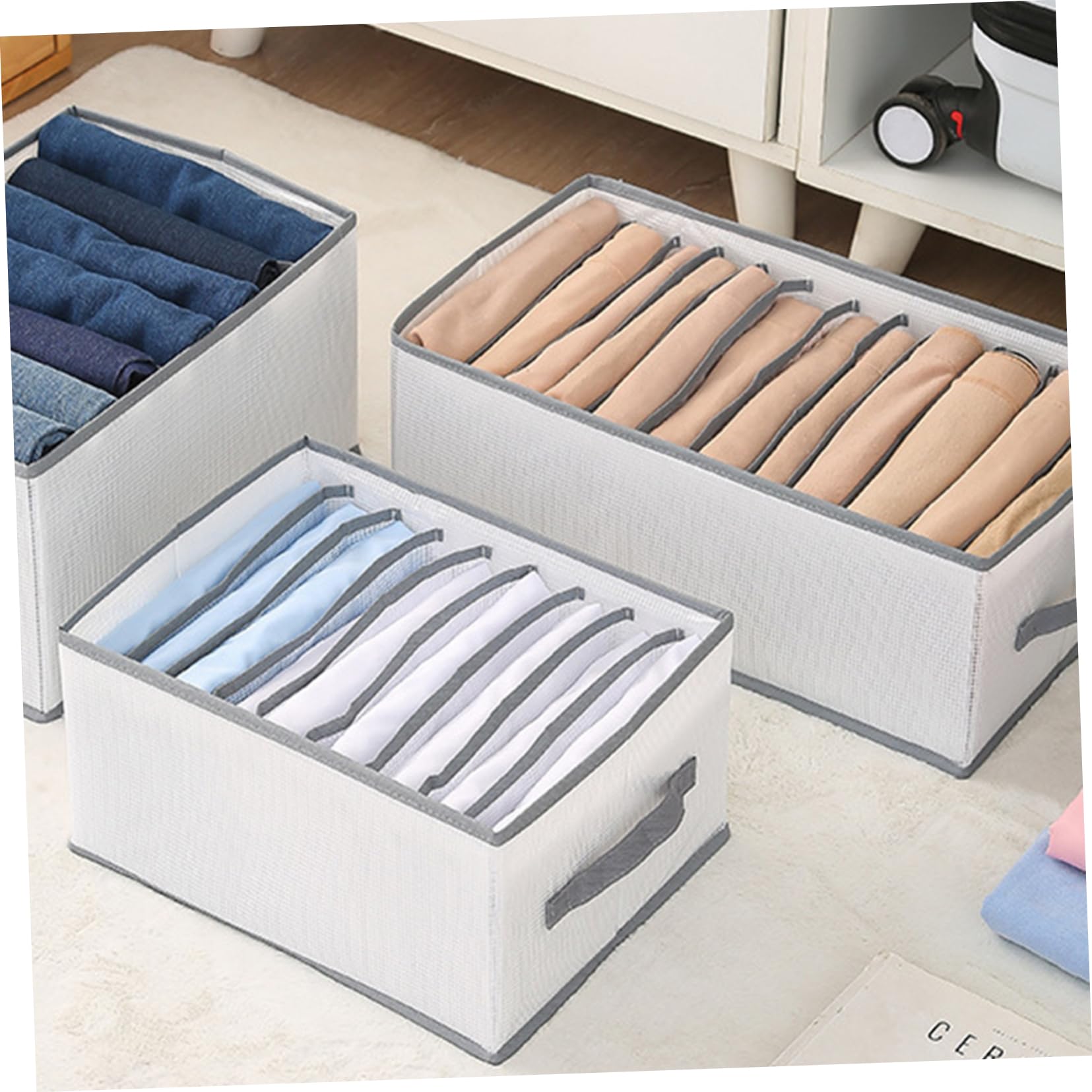 3pezzi Organizer Vestiti Scomparti Contenitore Pieghevole Per Armadio Scatola Per Riporre Abiti e Oggetti in Casa e Camera Da Letto Resistente e Lavabile