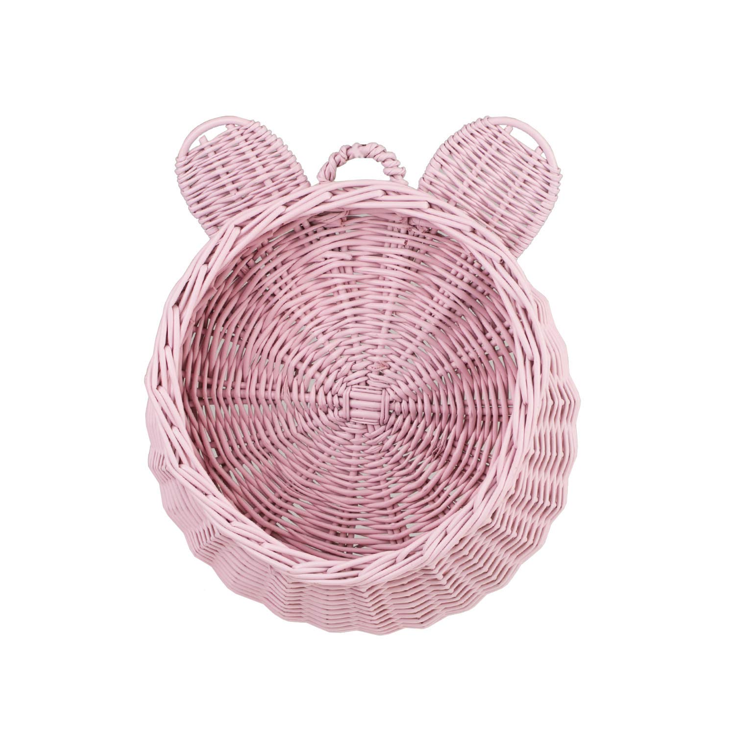 Corbeille de rangement en osier rose ours, le cadeau de naissance idéal et utile