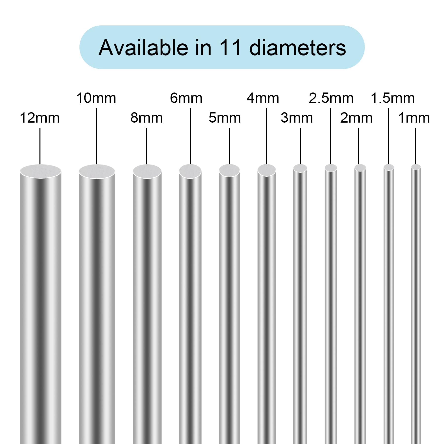 Asta in acciaio inox 304 4 mm x 350 mm barre rotonde per lavorazione fai da te 3 pezzi