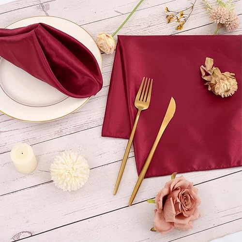 Miniatura 5 de Paquete de 72 servilletas cuadradas de tela de satén de 20 x 20 pulgadas, servilletas de seda lavables, reutilizables, servilletas de mesa de tela