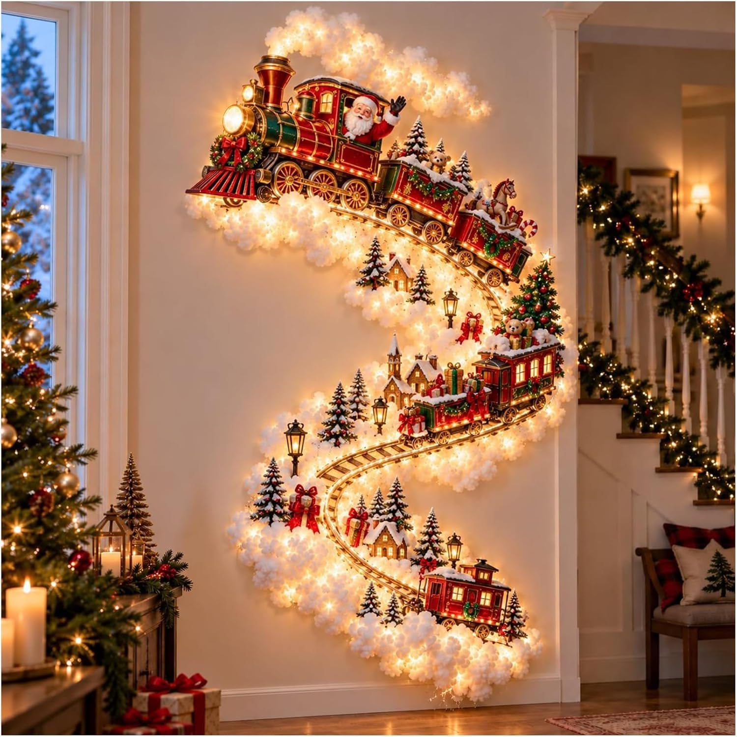 Christmas Magic Trail Wall Light, LED Cascading Christmas Wall Decor (B)