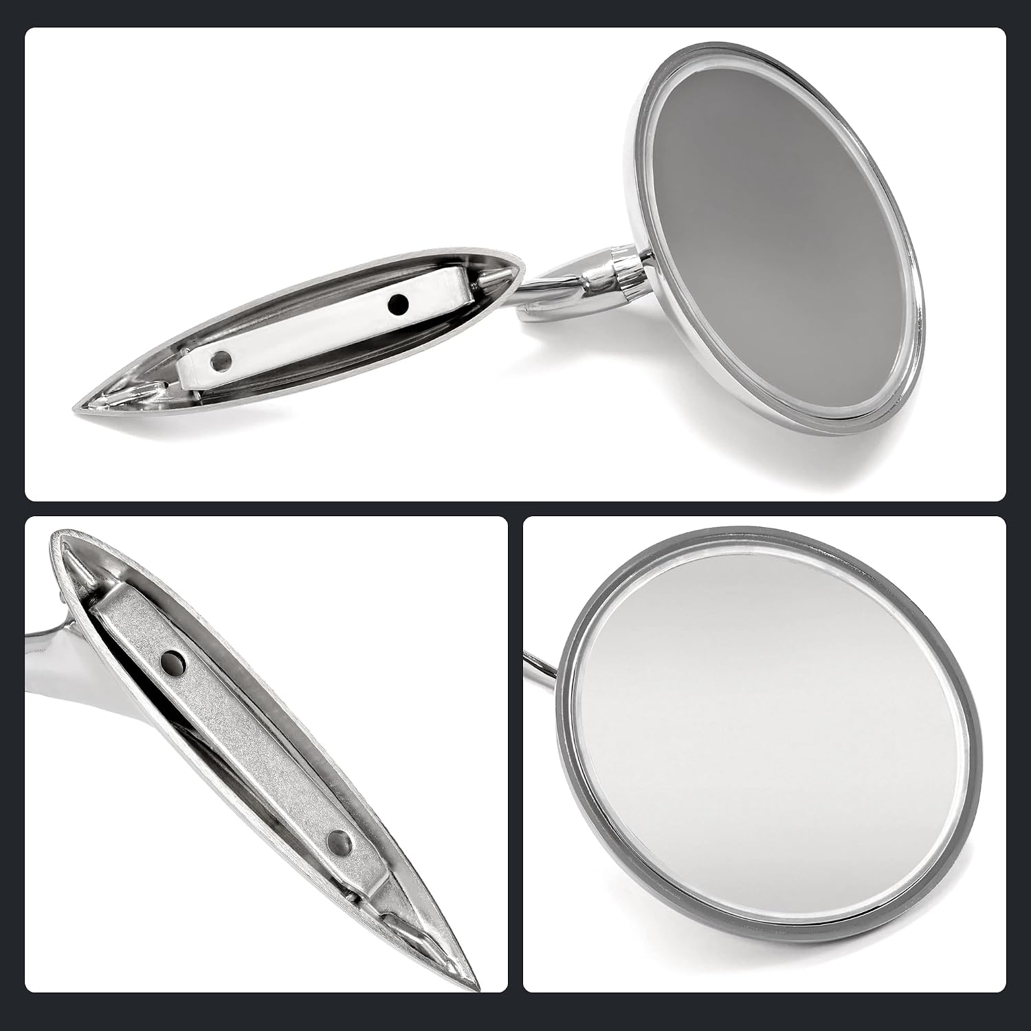 Premium Chrome Exterior Side View Mirror Ribbed Base Compatible With Chevy Impala Nova Chevelle El Camino Corvair 1963 1964 1965, Heavy Die-Cast Metal, Tight Joint Stays Put, Direct Bolt-On