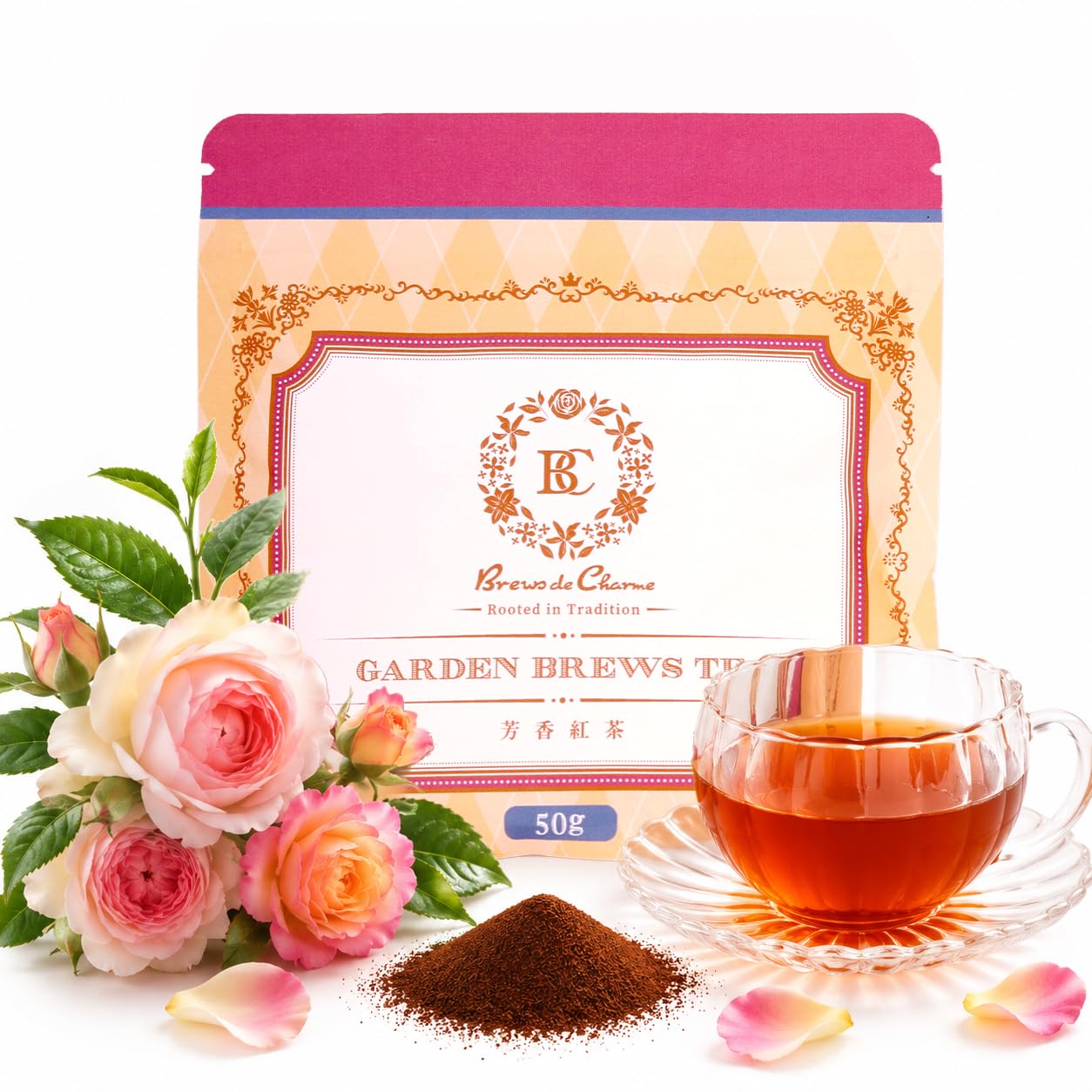 Amazon.co.jp: Brews de Charme ローズティー 薔薇紅茶 粉末