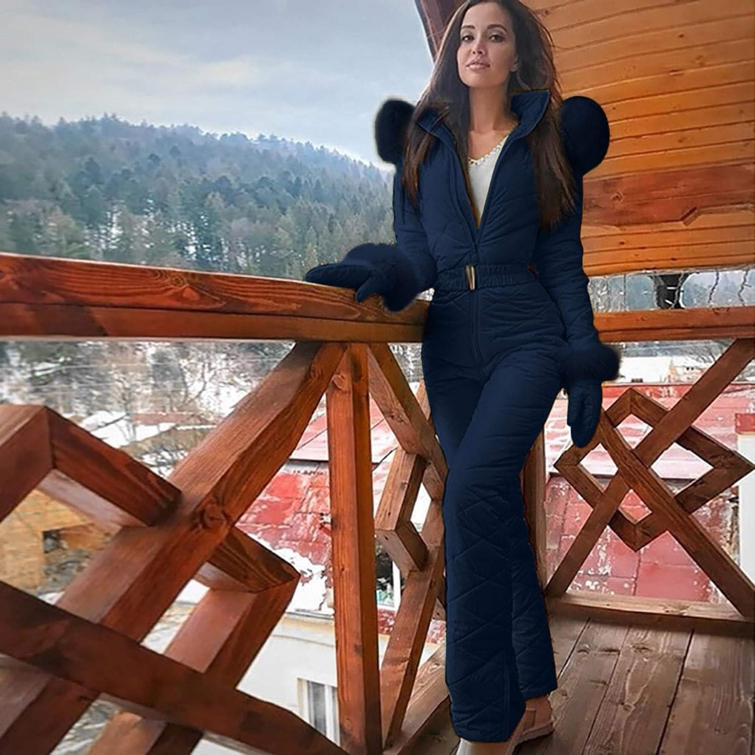 Tuta da Sci Invernale da Esterno per Donna Impermeabile Antivento Tuta da Sci Invernale Calda Abbigliamento Sportivo Tuta Sportiva Giacca in Pile