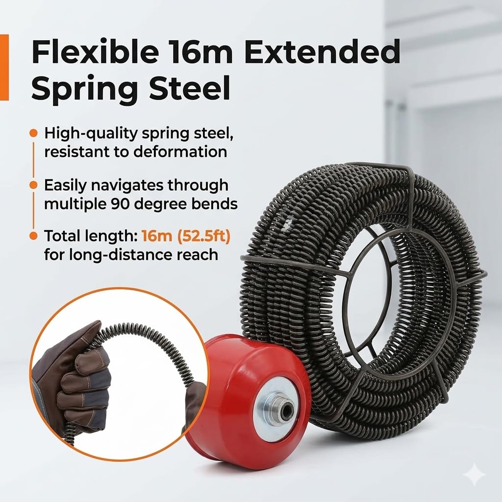 750 W 400 rpm - Máquina de limpieza de tuberías eléctrica con interruptor FI, para tuberías de 20 a 150 mm de diámetro, limpiador de tuberías, limpiador de desagües, espiral de limpieza de tuberías de