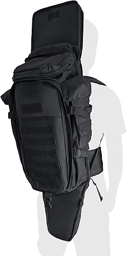 Vista 21 de Silfrae Mochila táctica para rifles, bolsa de rifle largo Molle, mochila militar para senderismo, caza, camping Carbón (dark charcoal)