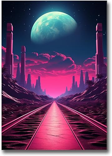Unique Synthwave Style Retro Art, 80s style art, framed poster print, guest room art, cool living room art, Print On poster, poster
