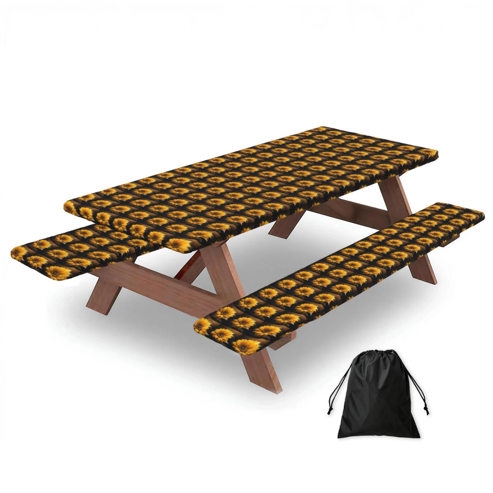 AYYQWE Beautiful Sunflower 4 Print Picnic Table Bench Cover Outdoor Garden Party Decor Daily Accessory Gift