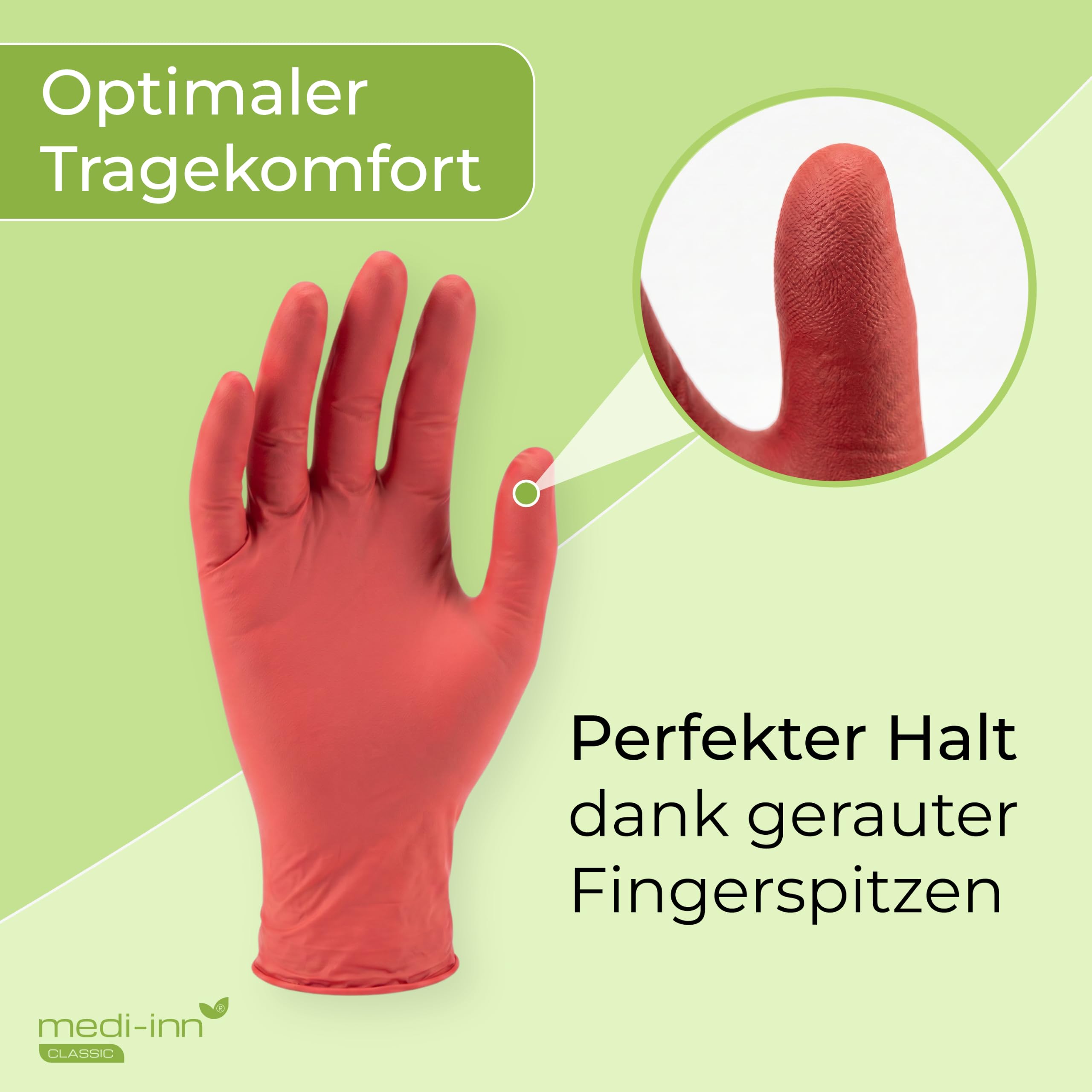 Medi-Inn Nitril Red Plus Einmalhandschuhe, rot, puderfrei (Gr. L, 10 x 100 = 1000 Stück)