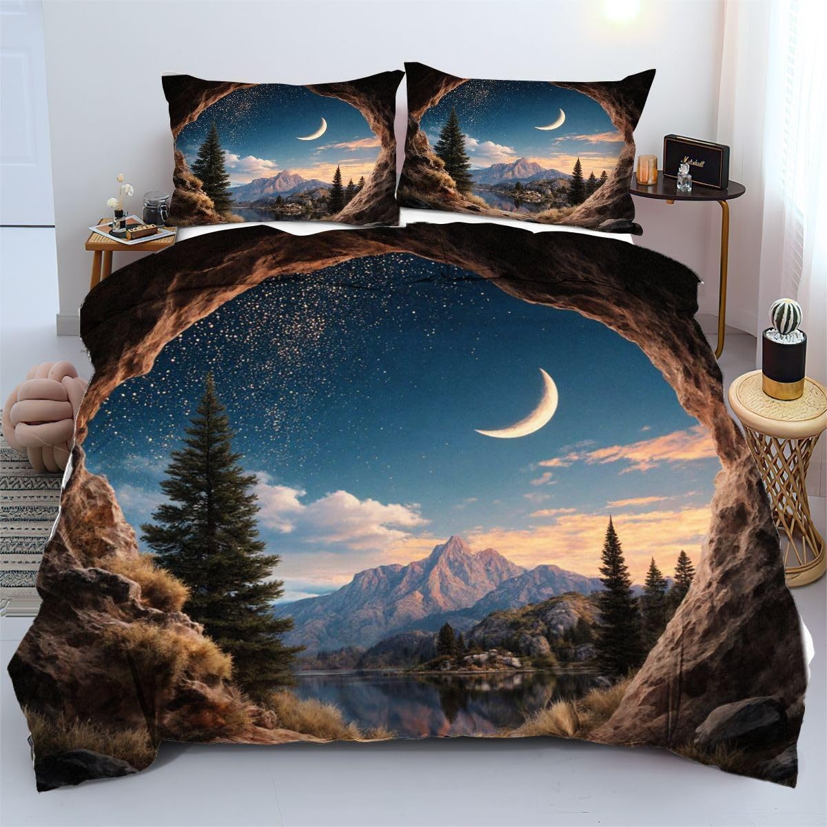 Housse de couette 90x190 cm Forêt Colorée en microfibre douce pour lit enfant