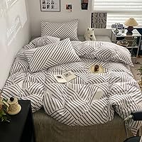 Vista 7 de BlueBlue Juego de Funda de Edredón Abstracta para Niños Twin 100% Algodón Ropa de Cama para Niños Niñas Adolescentes Patrón Simple de Líneas