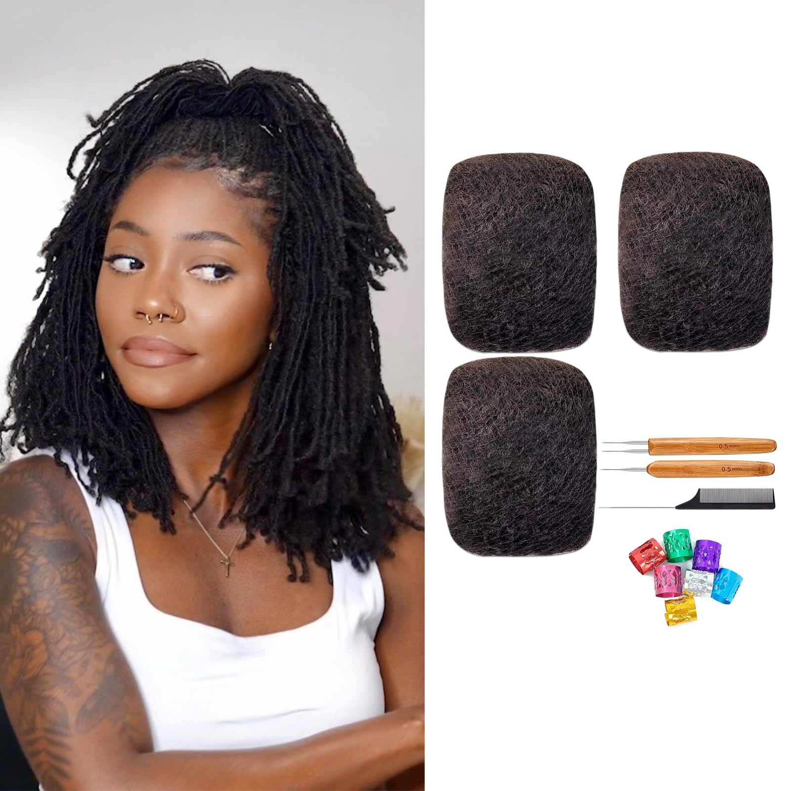 Afro Kinkys Bulk Human Hair 8 Inch 30g, 100% Real 4c Natural Black Kinky Curly Human Hair for Mini Twists, Braiding, Micro Locs, Repair Locs, And